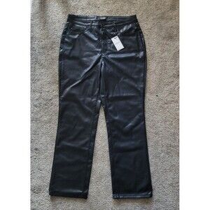 Judy Blue women's black high rise tummy control faux leather pants size 15/32